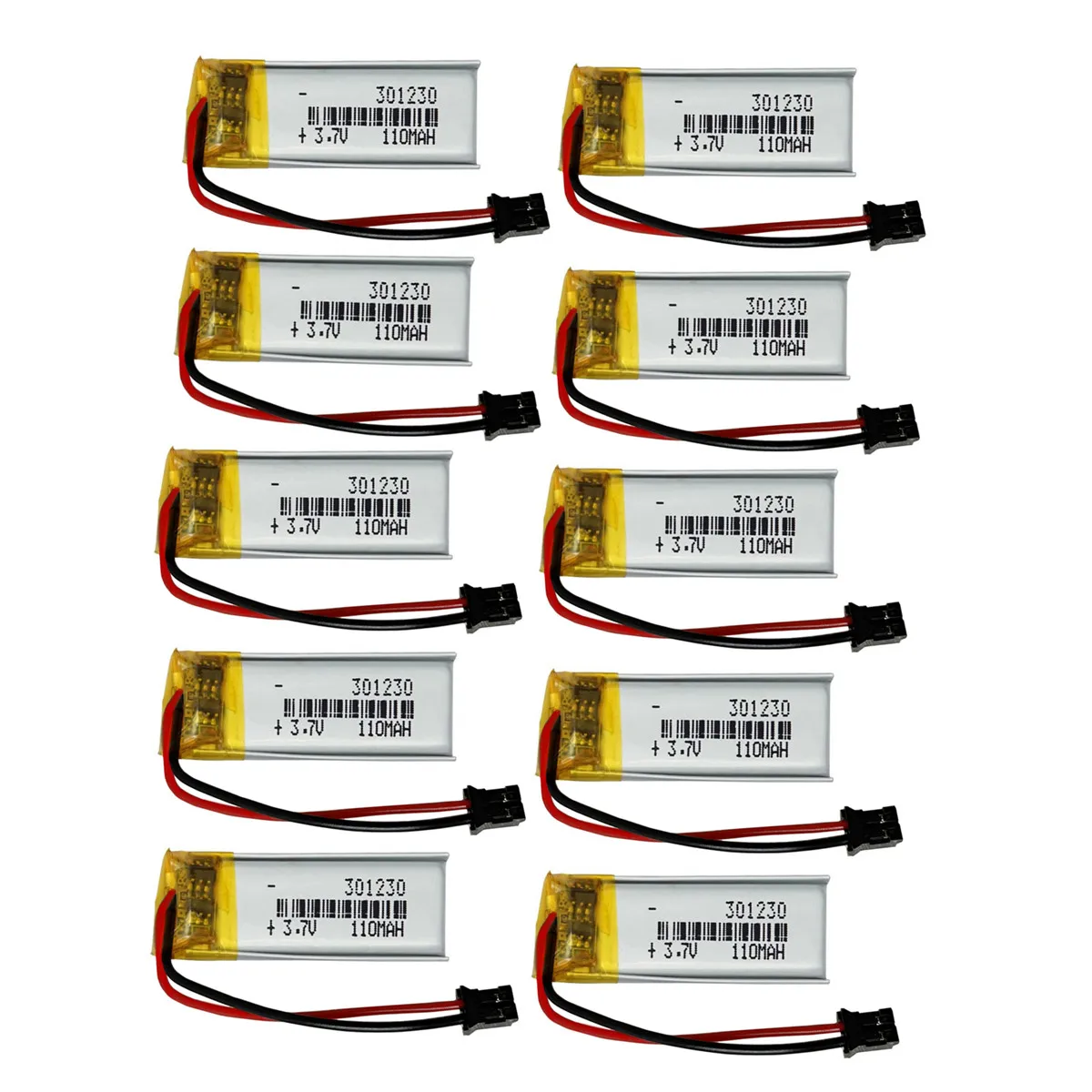 10pcs 3.7V 110mAh 301230 Lithium Polymer Li-Po Rechargeable Battery For Nice Nano' Or Wireless Keyboard MP4 MP5 GPS Bluetooth