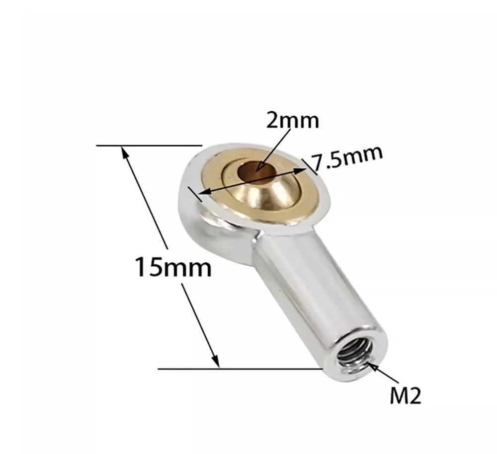 10Pcs Metal M2/M3 Aluminum Link Tie Rod End Ball Joint for Car Crawler Racing Car Model, Airplane Model, Ship Model, Front Teeth