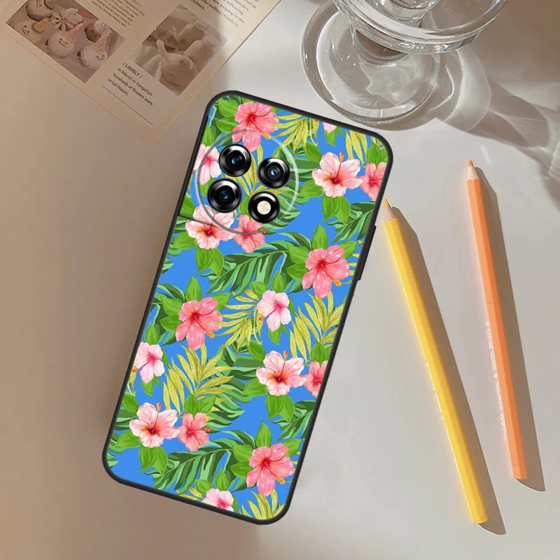 Hibiscus Flowers Floral Hybrid Case For OnePlus Nord 3 2T CE 2 Lite N10 N20 N30 Cover For OnePlus 11 8T 10T 9RT 8 9 10 Pro