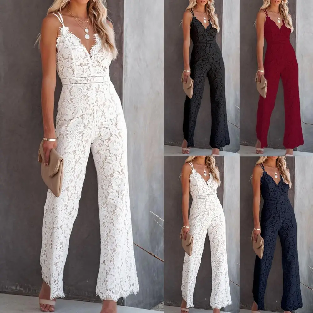 

Women Jumpsuit Slim Lace Jumpsuit Lace Spaghetti Straps Jumpsuit