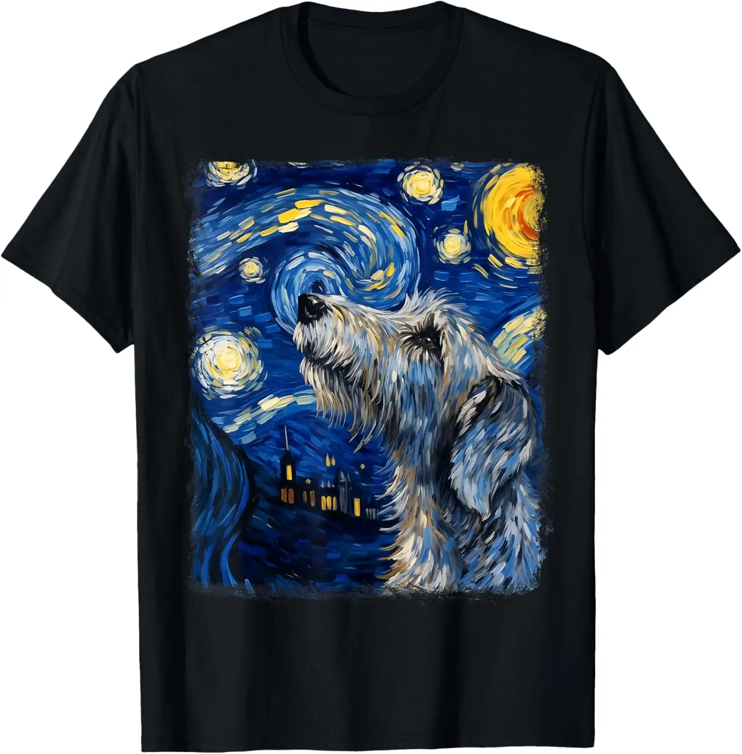 

Irish Wolfhound Dog Starry Night Painting T-Shirt