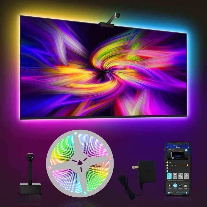 

RGBIC LED Light Strip Camera TV Screen Synchronization WiFi APP Music Synchronization Game Bedroom TV Background Ambient Light