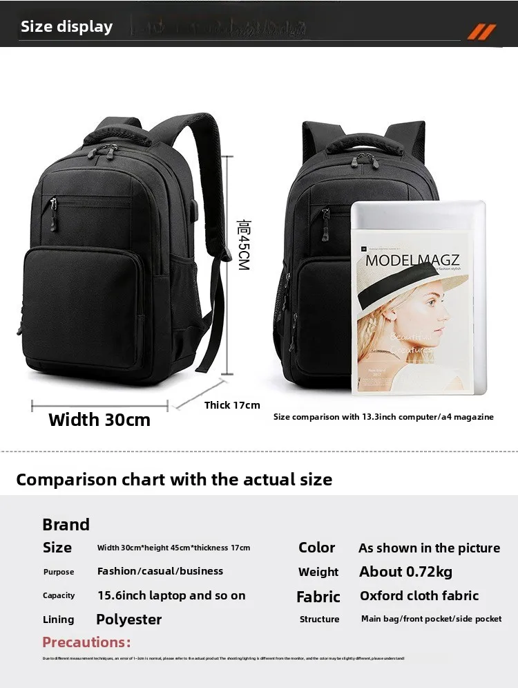 The New Men's Business Backpack Is Simple and Versatile, A Laptop Bag, and A Multi-functional Large-capacity Travel Backpack
