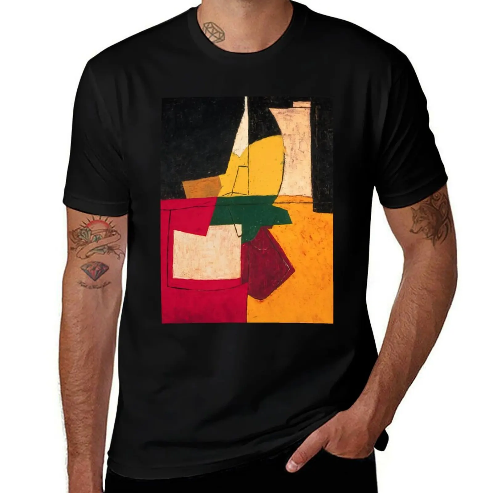 Serge Poliakoff - Composición abstracta - 1968 camiseta verano 2025 negro camisas de moda tops lindos ropa de hombre de talla grande
