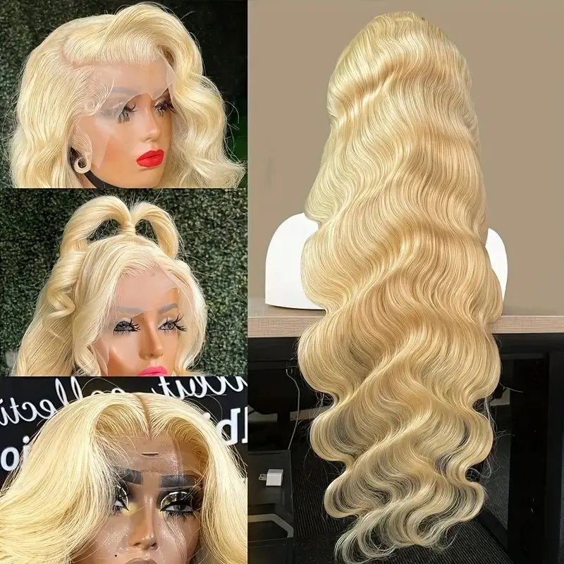 Blonde 613 13X4 HD Lace Wigs Human Hair 13X6 Frontal Blonde Colored 18 34 Inch Body Waves Glue-Free Waves Wig 150 Density