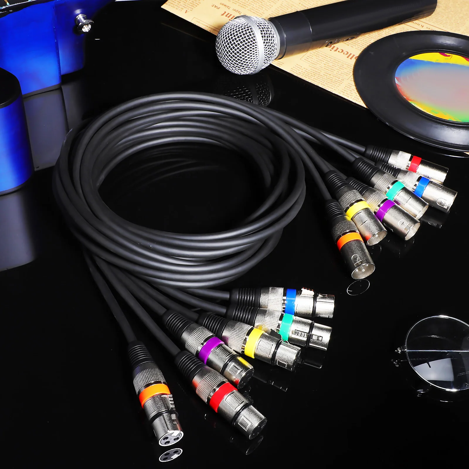 

6Pcs Dual Shielded Xlr Cable Male to Female Colored Ring Mic Cords Balanced Audio Cable for Microphone Speakers Mixers