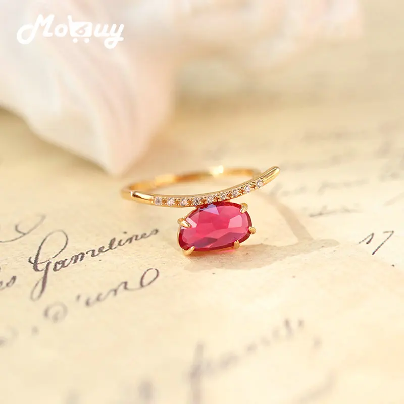 MoBuy Smile Ring Vingate Corundum Rings For Women Synthetic Corundum 925 Silver K Gold Plated Jewelry Friendship Gift RI177