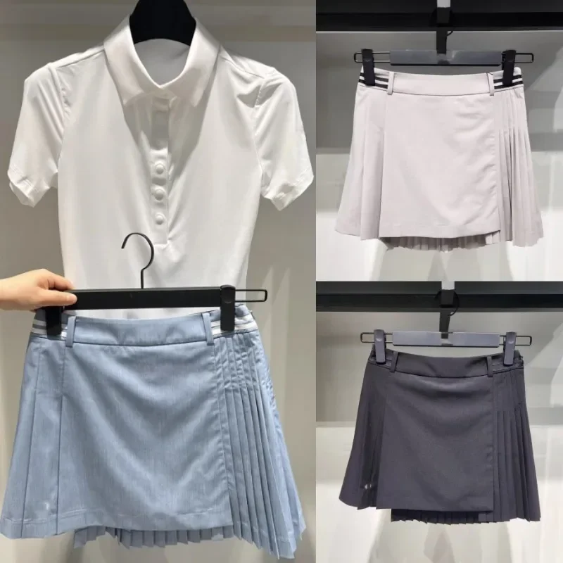 

2024 Korean Golf Women's Clothing Irregular Pleated Skirt Slim Versatile Breathable Quick Dry Golf Skirt