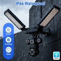 3 Lens 3 Screen 4G LTE Solar Camera, No WiFi Needed, 6MP Auto Tracking 360° PTZ, Built-in Battery with Siren, Outdoor CCTV