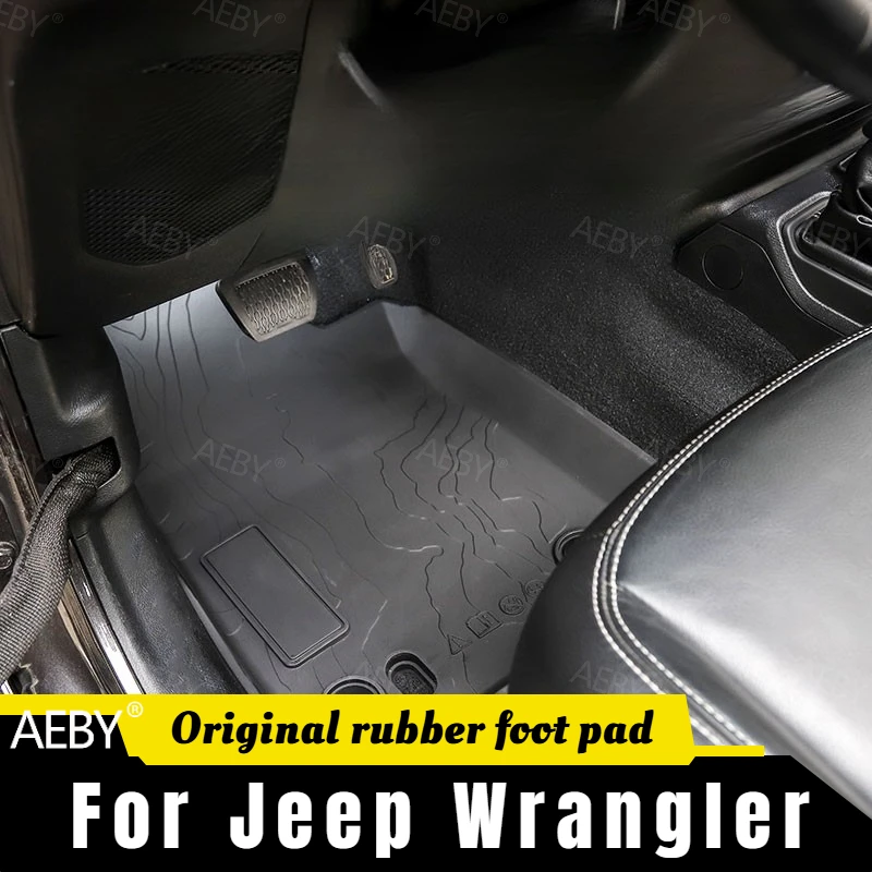 

For Jeep Wrangler 2018-2023 TPE foot pad,All day TPE foot mat,roof insulation cotton,Heavy duty waterproof and anti-skid