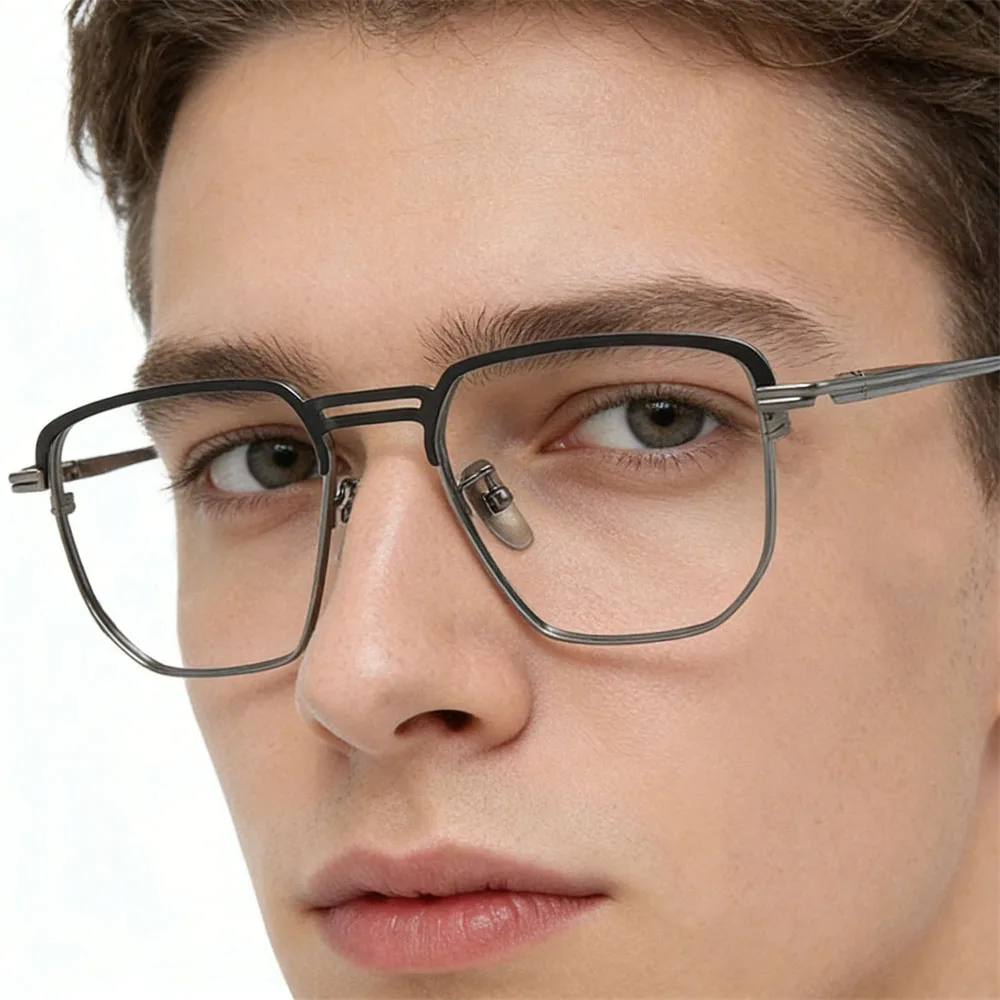 EYELUYAN 2026 New Arrival Men's High-Quality Pilot Eyeglasses Frame Luxury Pure Titanium Flexible Elastic Temples 825202Y