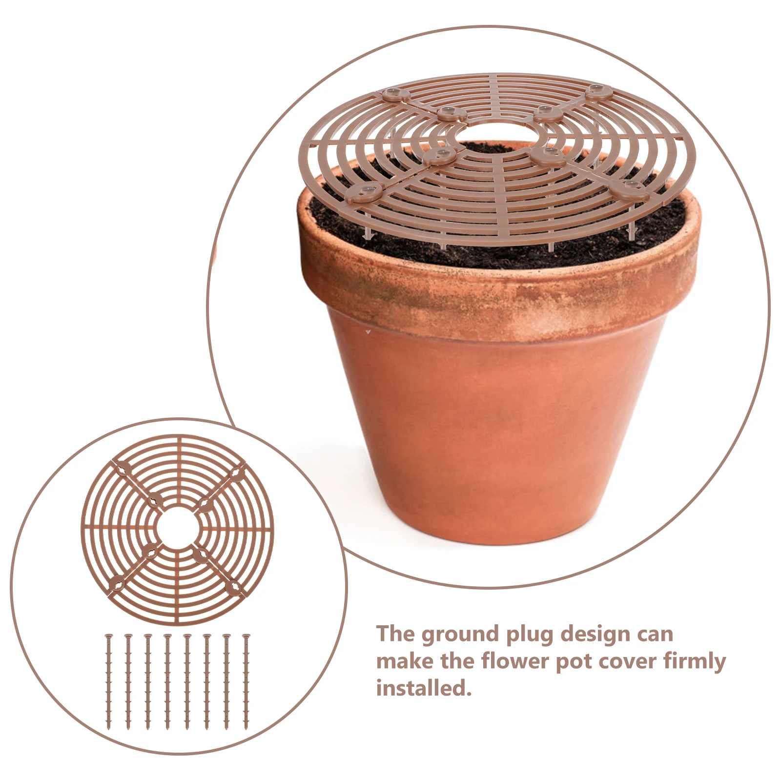 Grade de vaso de plantas, durável, à prova d'água, vaso de flores, cobertura de solo, rolha protetora de solo para gatos e cães