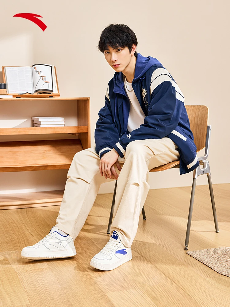 ANTA Easy  Men's Spring Thick soled Little White Shoes, White Casual Shoes, Lightweight Student Sports Shoes
