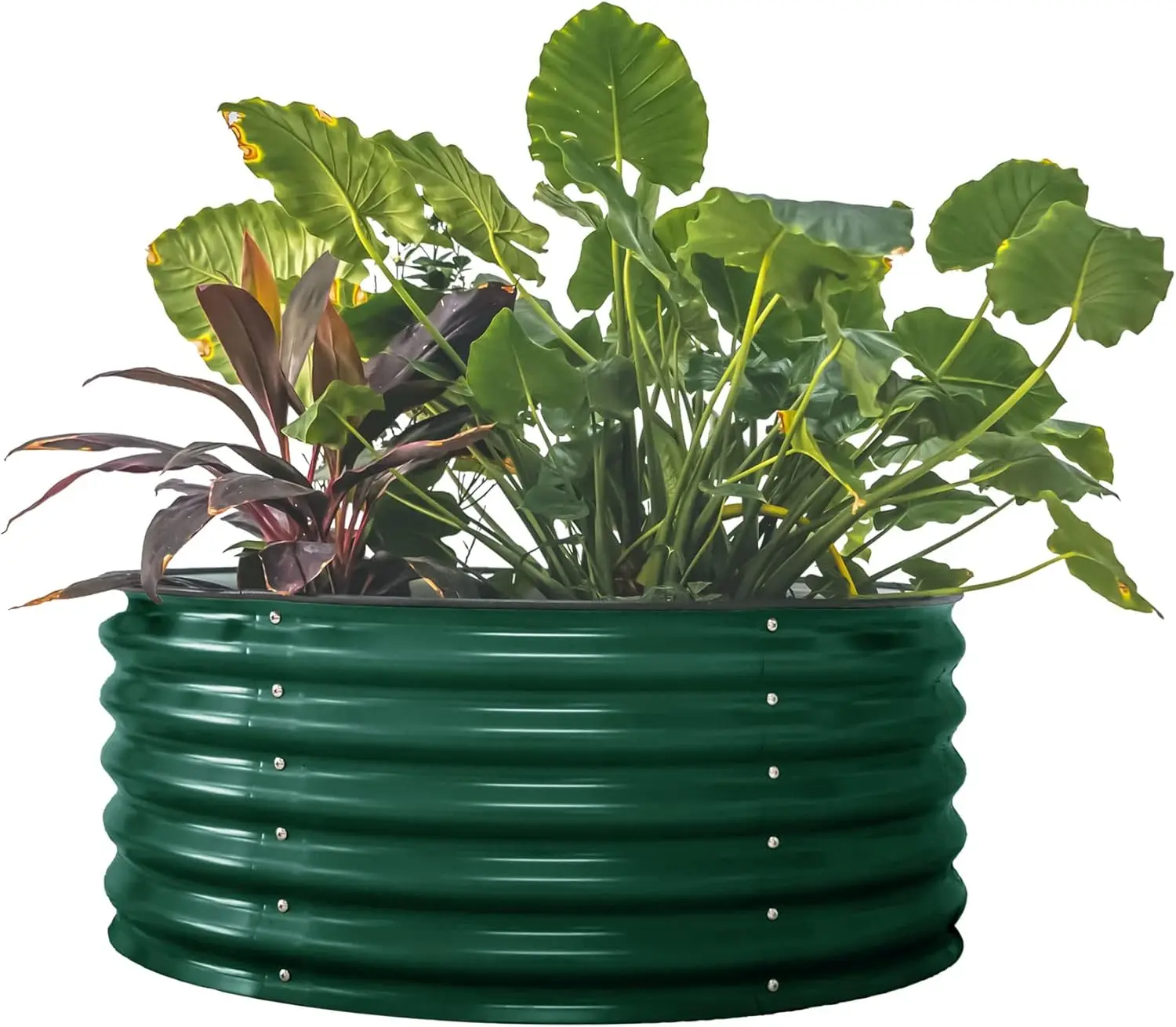 

17" Tall 42" Round Raised Garden Bed Metal Raised Bed Planter Box for Vegetables Flowers Patio, British Green