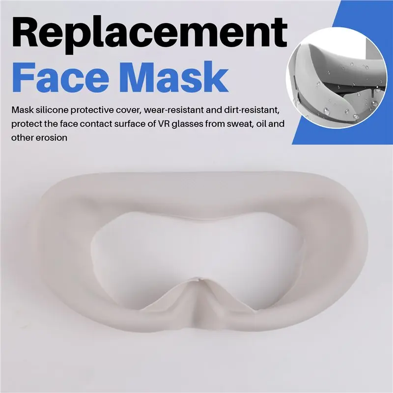 ABZZ-Eye Pad For Pico 4 Replacement Spare Parts Accessories Silicone Face Mask Protective Case Anti-Sweat Mask VR Glasses (White