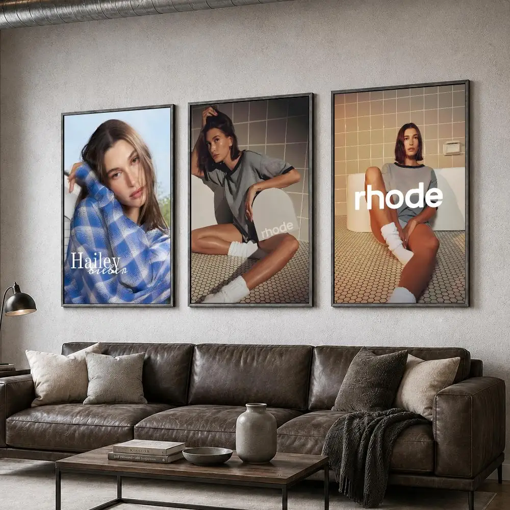 Model Hailey Bieber Fashion Celebrity Poster  PP Self Adhesive Home Garage Dorm Bar Wall Decor Aesthetic Retro Gift