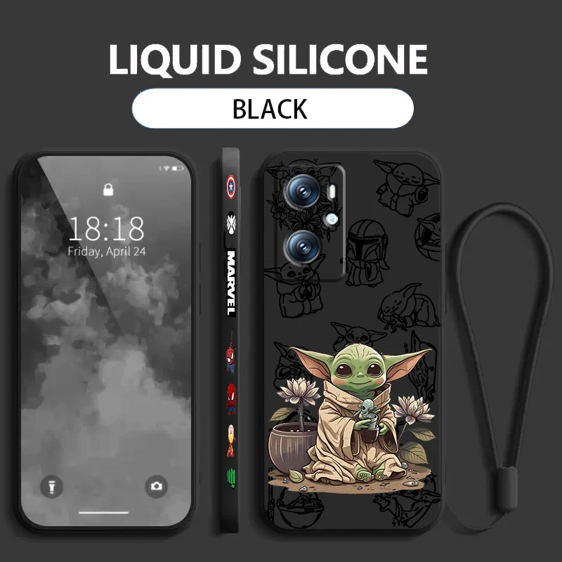 S-Star W-Wars Baby Yoda Liquid Left Rope For OPPO Find Reno 7 6 X6 X5 X3 X2 A98 A96 A15 A53 A74 A72 A5 A16K 5G S 2020 4G Cover