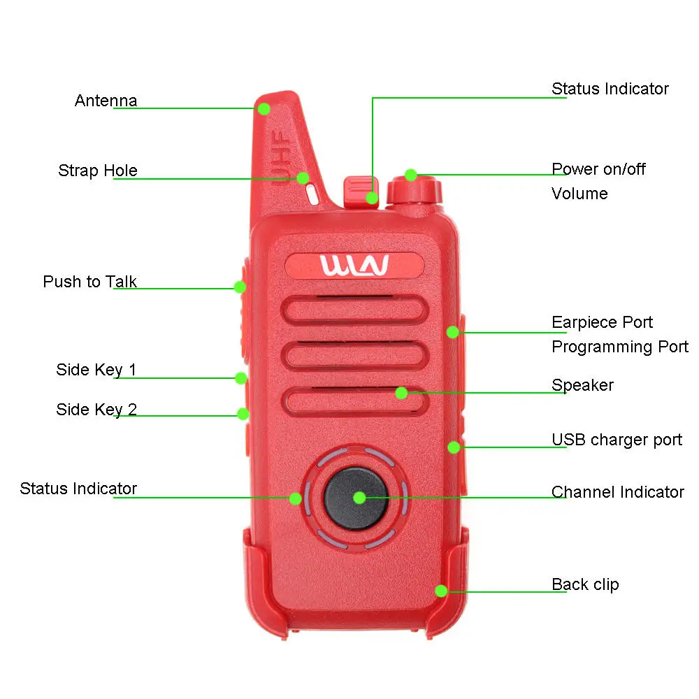 4PCS Mini Portable KD-C1 PLUS Handheld UHF 400-470MHz Walkie Talkies with 1500mAh Battery 16 Channels 2 Way Radio FM Transceiver