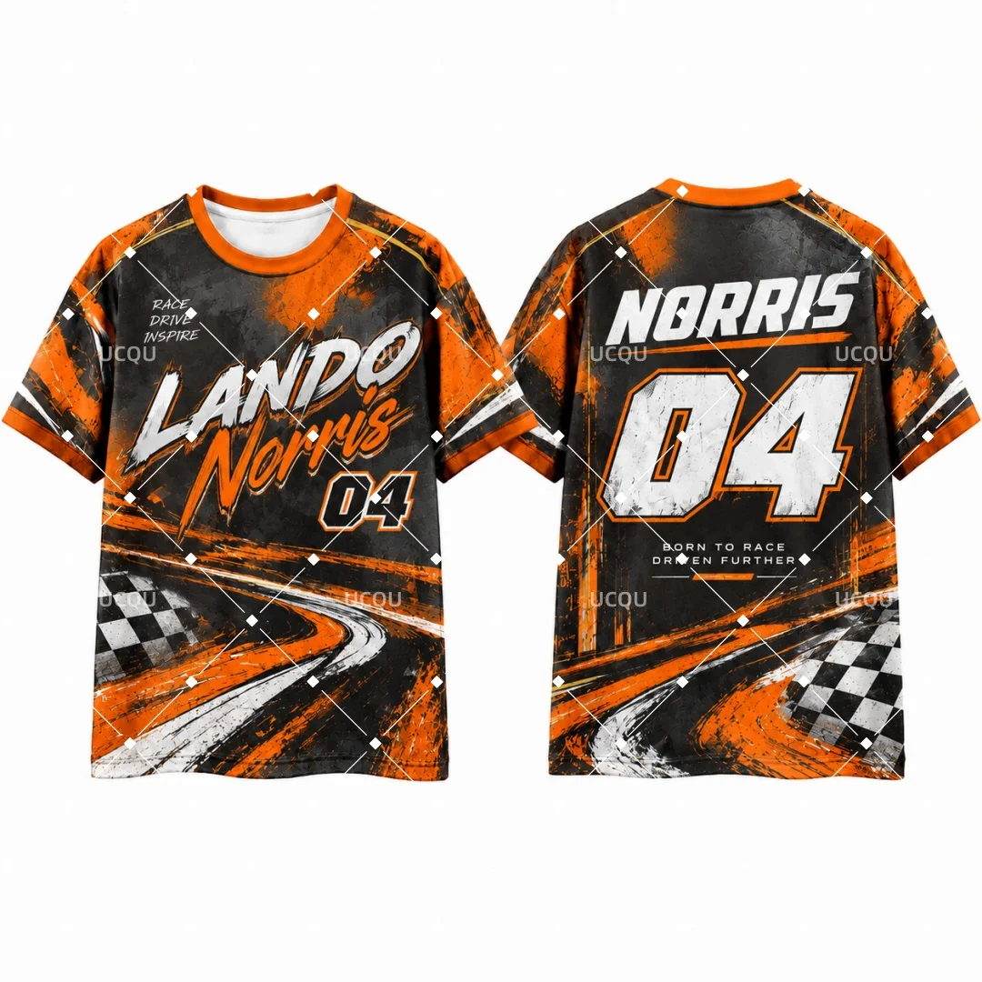 Norris #04 Racing T-shirt Unisex Motorsport Fan Tee Summer Short Sleeve Checkered Flag Race Track Graphic Oversized Kids Tops