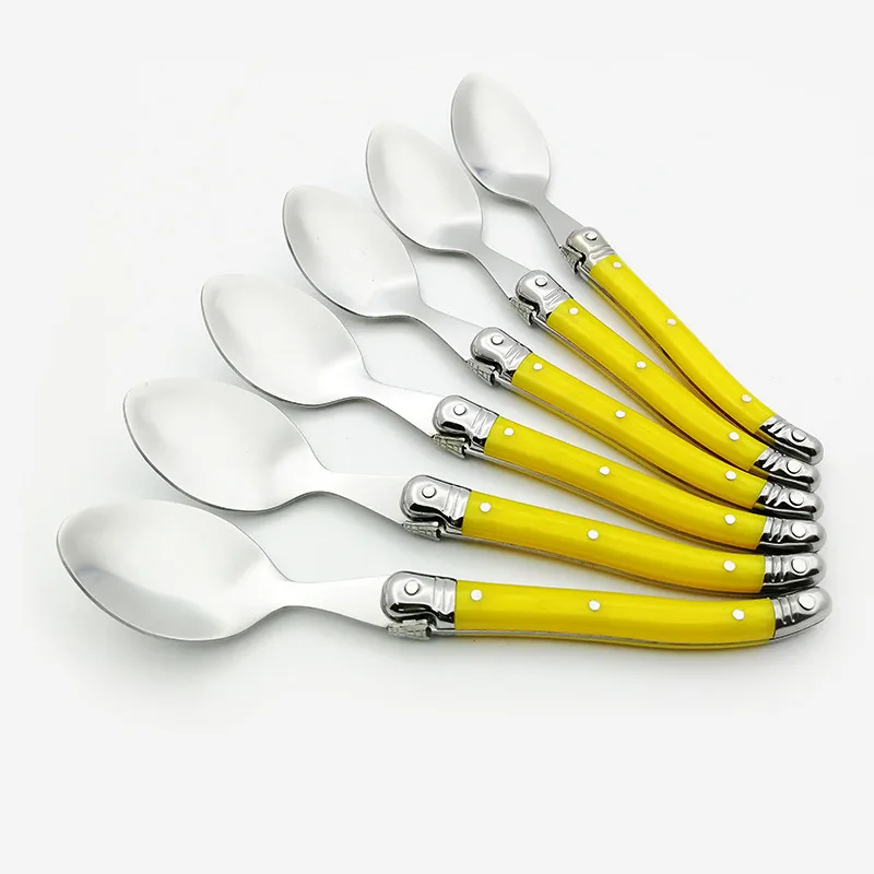Laguiole Teaspoon set Mini Small Coffee Spoons Ice Tea Spoon Stainless Steel Stirring Dessert Scoop Flatware 6\'\' 15.5cm 4-10pcs