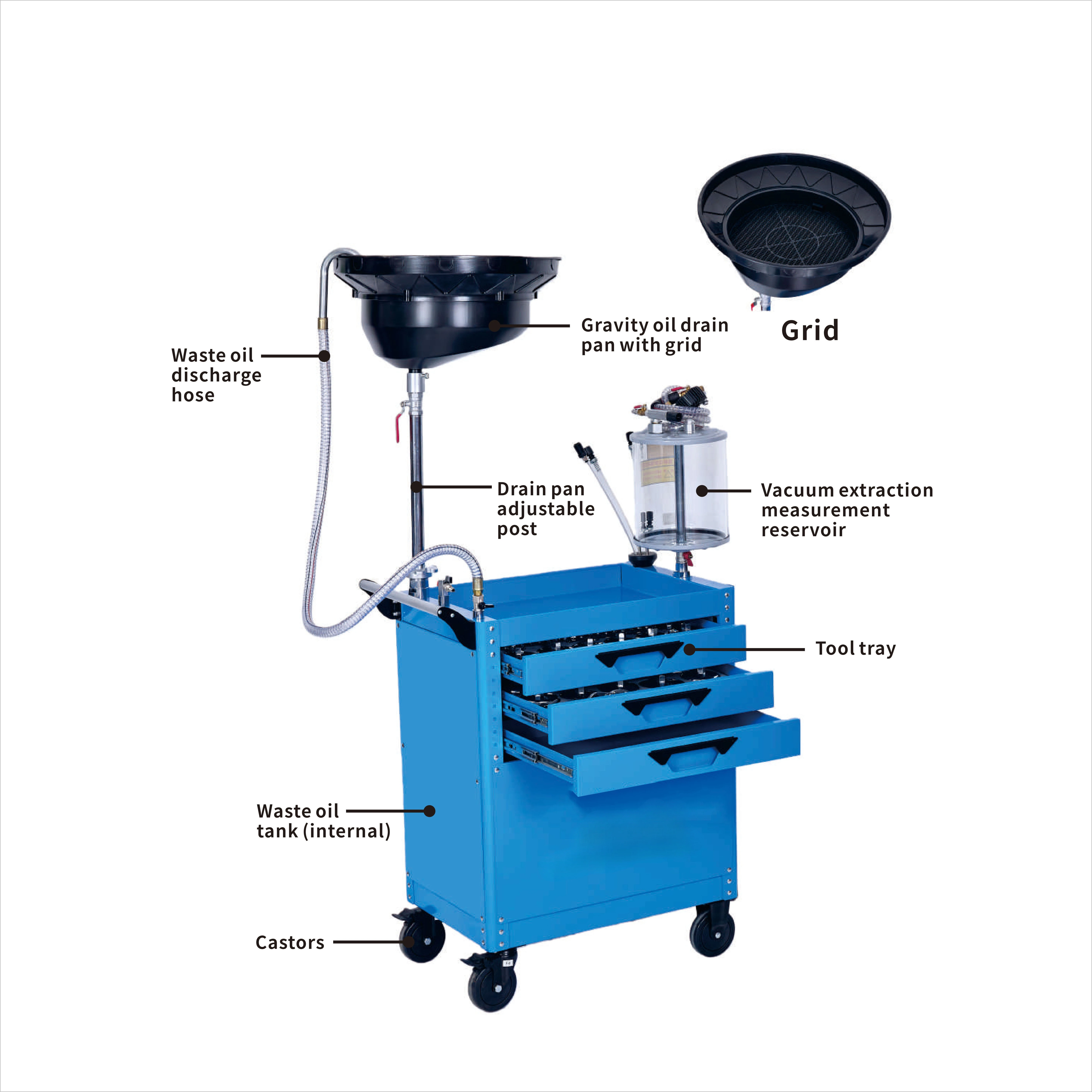 REACH Pneumatic Oil Extractor Vacuum Waste Oil Drainer with Large Capacity for Car Repair Steel Construction 12 Months Warranty