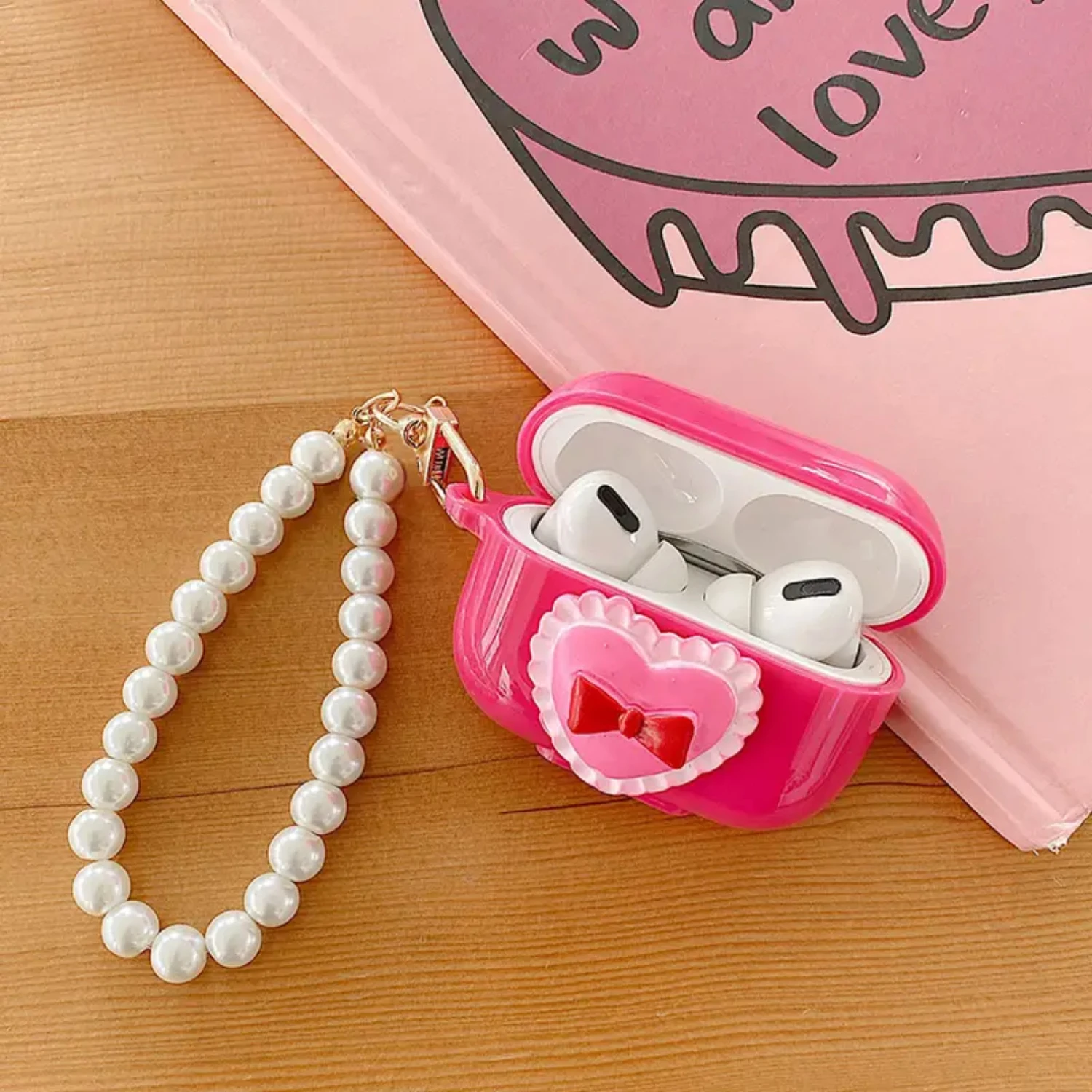 

Soft, Durable and Stylish Silicone Love Pearl Earphone Case - Perfect Christmas Gift for Women, Children, Kids, Men, and Adults