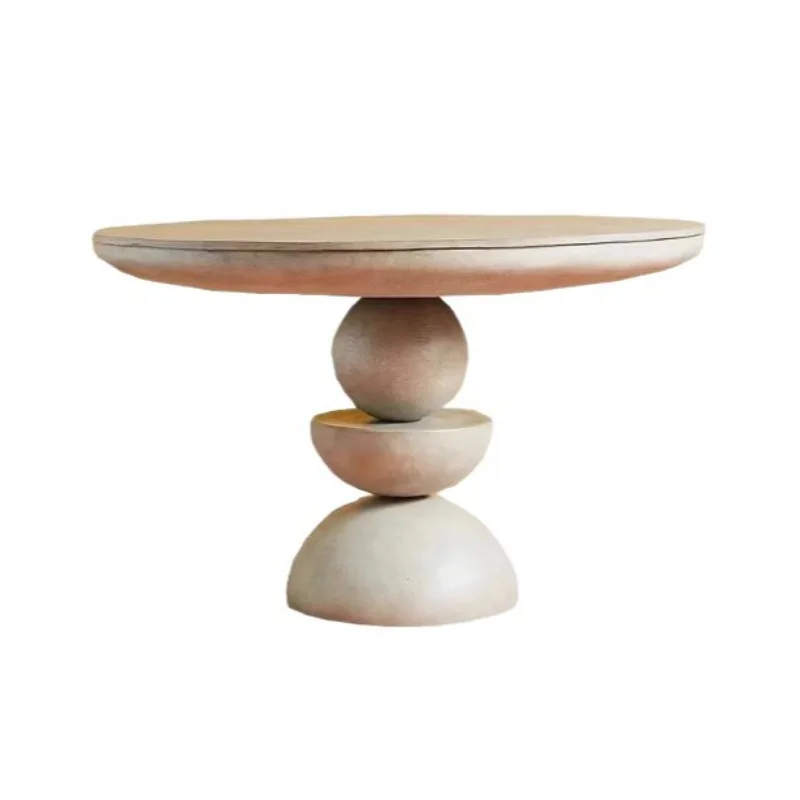 

Vintage round dining table desk light luxury modern coffee table home dining table