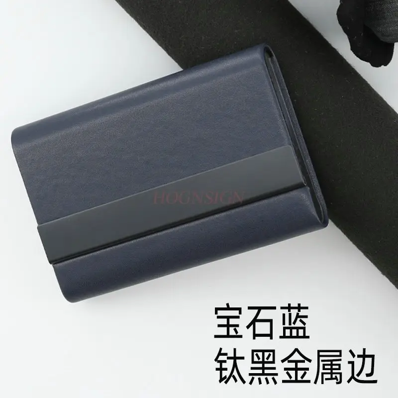 قطعة واحدة من صندوق بطاقات العمل مصنوع من جلد البقر الصغير، حامل بطاقات عمل ذو سعة كبيرة للتخزين، محمول وسهل الحمل #4