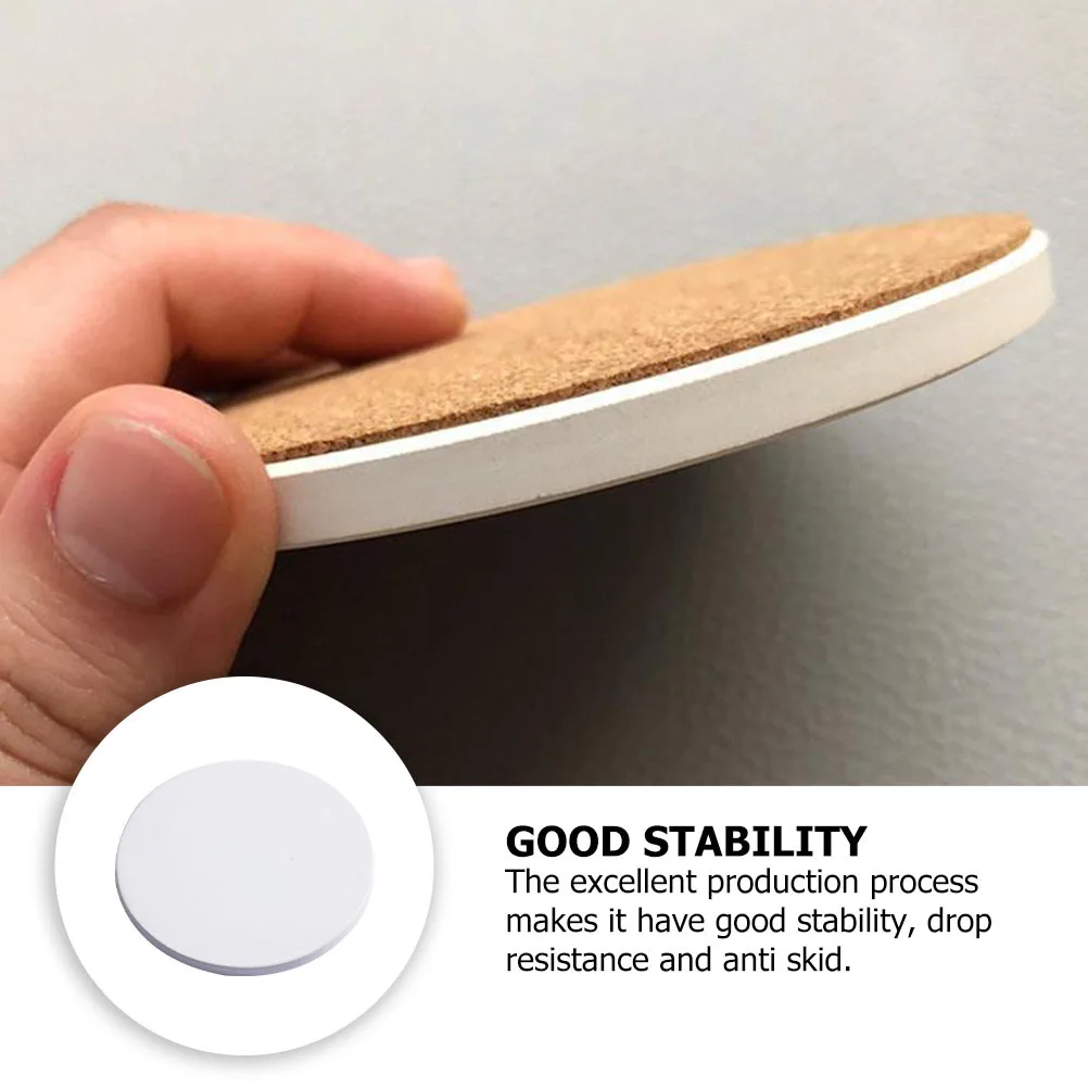 

12Pcs Car Cup Mat Ceramic Coasters Simple Smooth Texture Heat Insulation Anti-Slip Cork Bottom Home Cup Holder Party Supplies