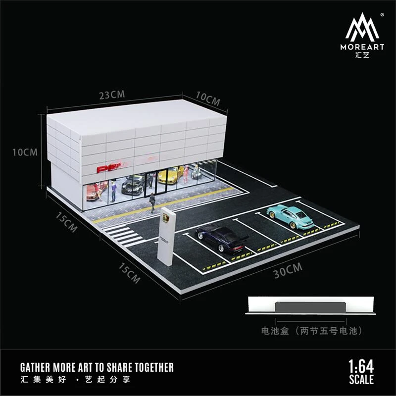 Time Micro MoreArt 1:64 Por Car Showroom Lighting Diorama