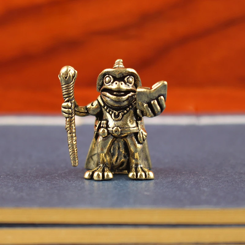 【セール中】真鍮製のカエルの魔法使いと魔法の本 - 魅惑的なデスクトップ彫刻、デスク装飾用の動物の置物、ファンタジーコレクターのためのギフト