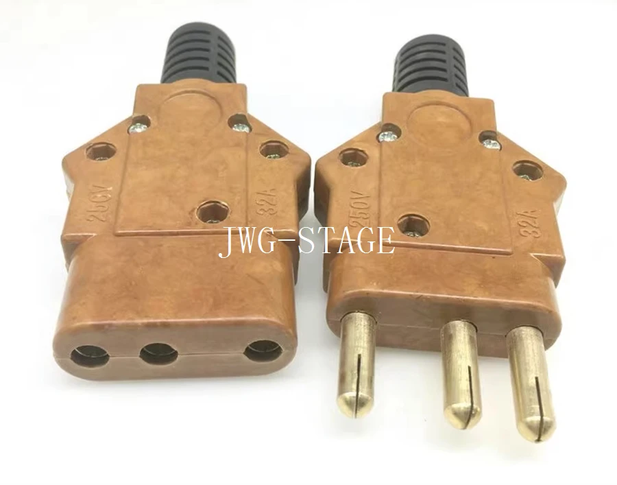 Power Box 32A Bakelite Plug Crimping Socket Cable Connector Led Handkerchief Lamp Stage Lighting Audio Connector