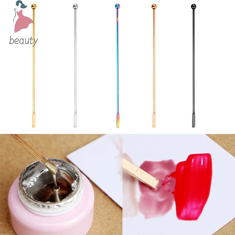 1PC Steel Nail Art Stirring Rod Gel Picker Tool For Powder Liquid Glue Rhinestone Acrylic UV Gel Mixing DIY Jewelry Accessories