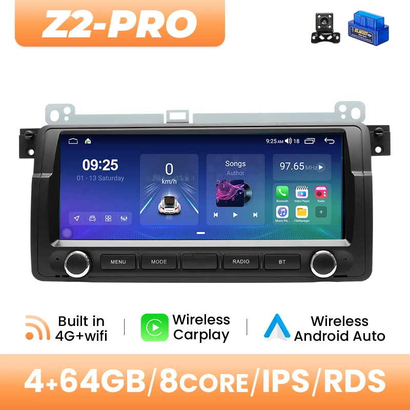 8.8 ''Scherm Autoradio Draadloze CarPlay Bluetooth Stereo Voor BMW E46 M3 Rover 75MG ZT 1998-2006 Android Multimedia Speler 2 DIN
