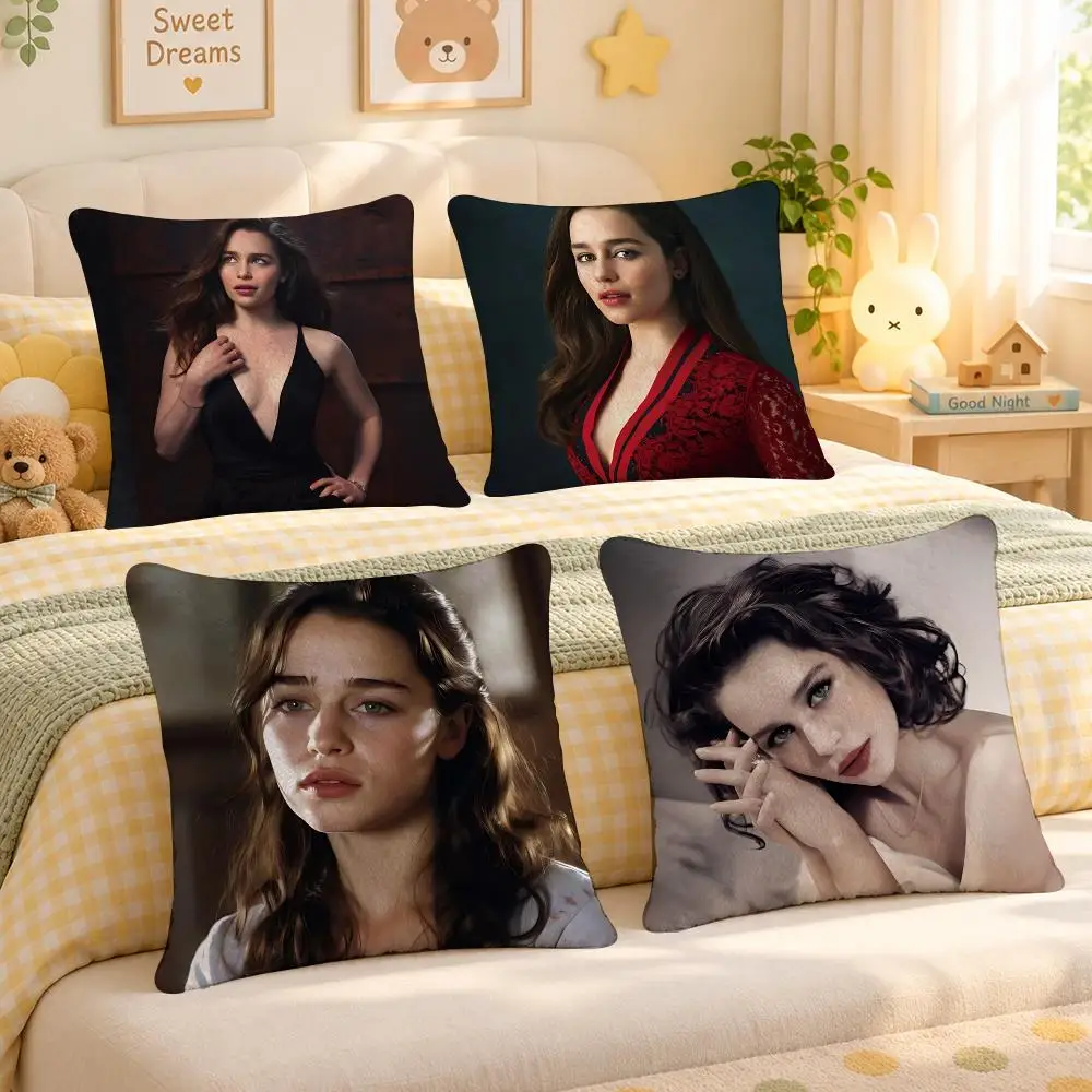 Actor Emilia Clarke Fantasy Movie Decor Cushion Cover Personalized Decorative Living Room Home Sofa Bedroom Office Car Decor