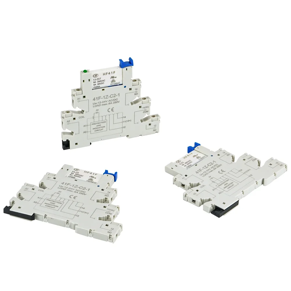 5Pcs Din Rail Slim Relay 6.2mm Module Connector HF 41F Screw Connection Holder With Miniature Power Relay Terminal Block WSL-HF