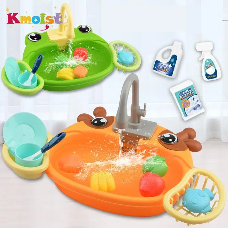 

Dishwashing Table Recycling Water Electric Sink Plastic Toys Children's Play House Toy Playsets Kitchen Dishwasher Kids Gifts