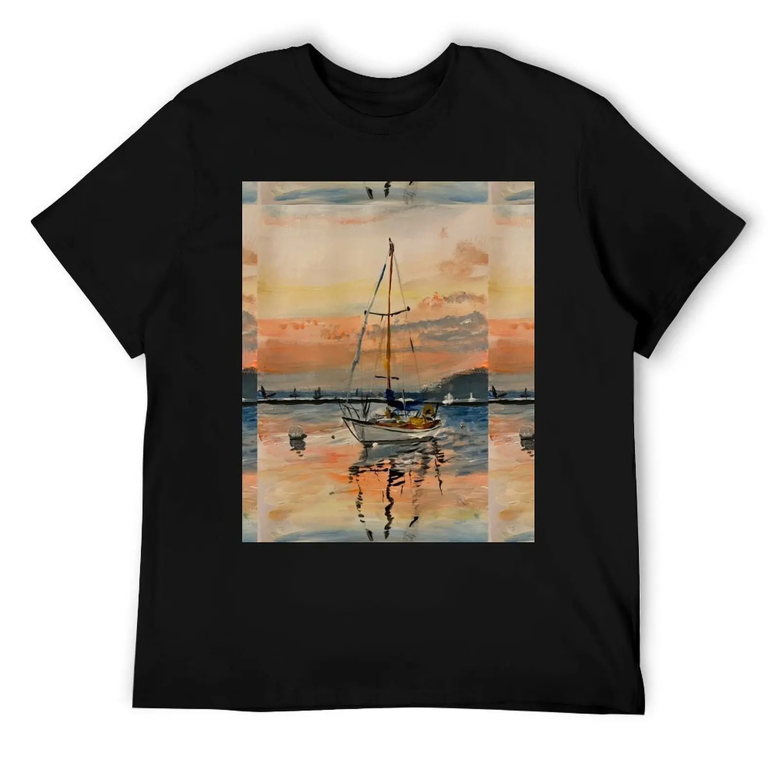 

A boat at sunset T-Shirt t shirts for man cotton t shirt for man 100 percent cotton t shirt man casual T-Shirt