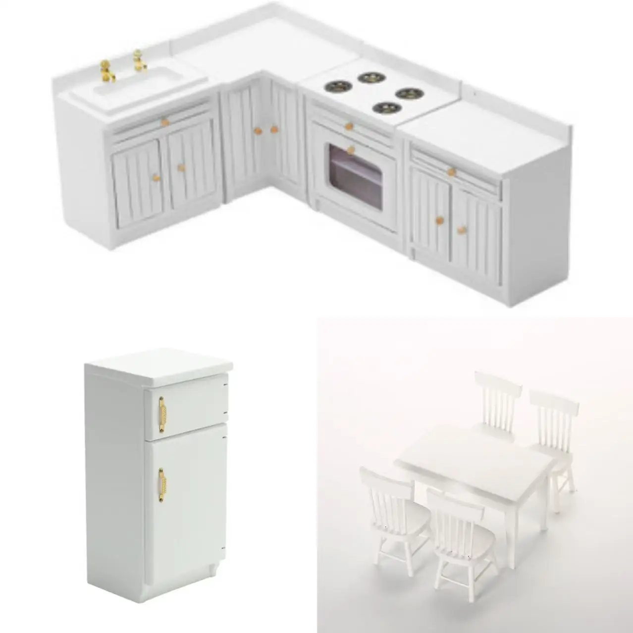 

1set 1:12 Dollhouse Cabinets Cooking Table Sink Wooden Set Model Miniature Kitchen Scene Food Play Decoration Home Decor Crafts
