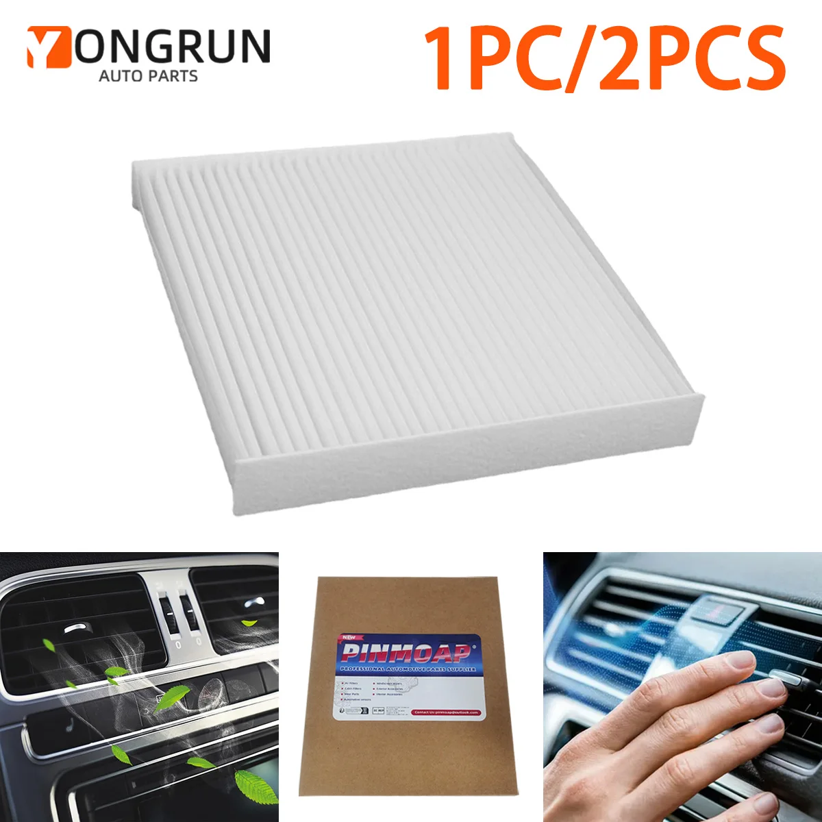 YONGRUN 1/2 Stück Luftfilter geeignet für Cadillac CAF1914P PBC38173 CF11809 R91129 22808781 23281440 Innenraumluftfilter Ersatz