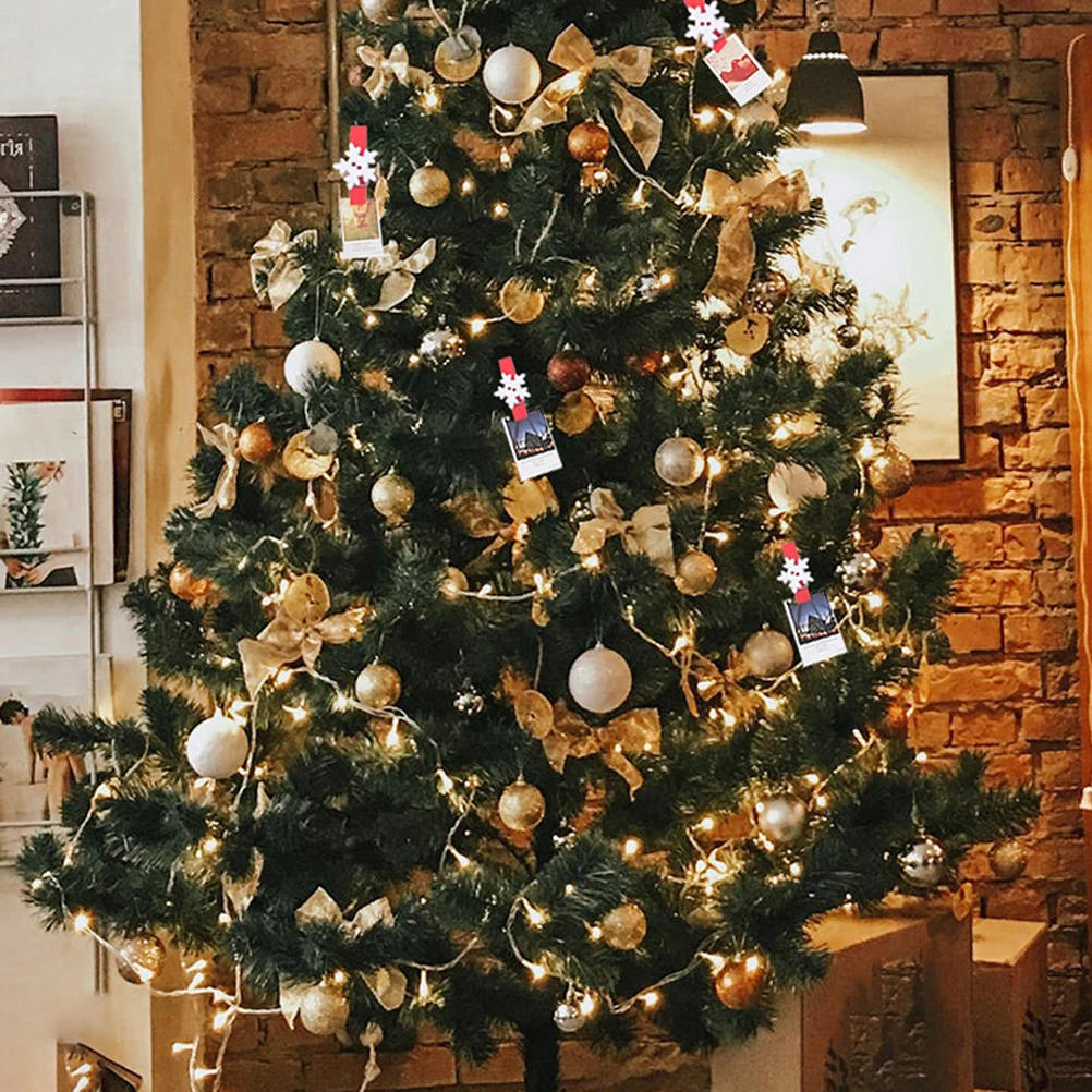 

100Pcs Christmas Wooden Clips Colorful Photo Paper Card Holder for DIY Crafts Birthday Party Home Decoration Christmas Tree