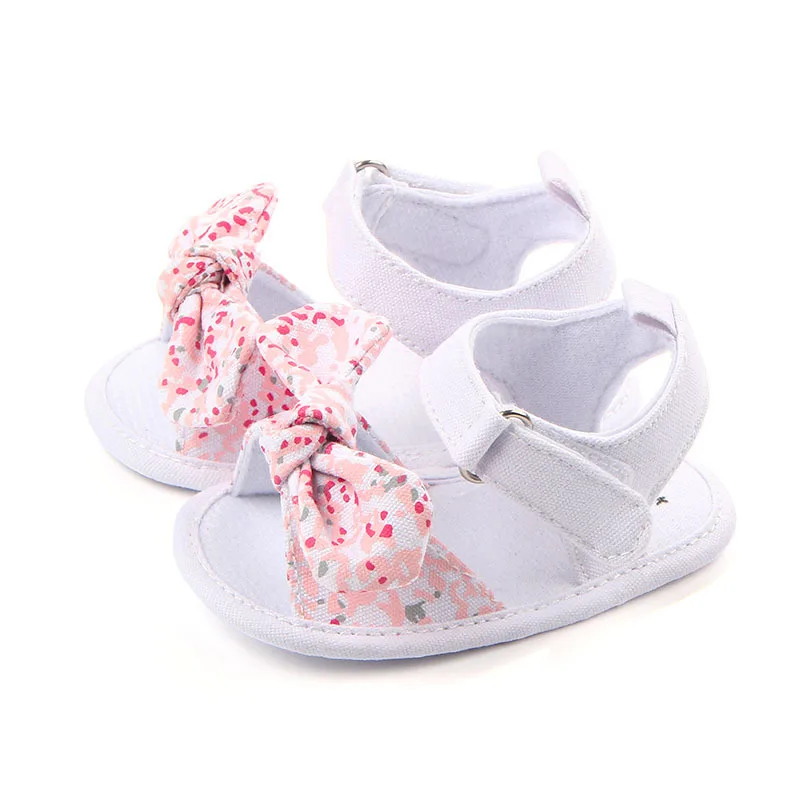 

Infant Baby Girls Summer Non-Slip Sandals with Bow Soft Sole Newborn Toddler First Walke Crib Dress Shoes