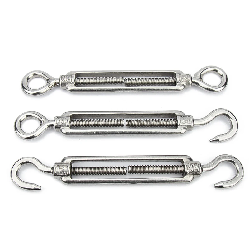 1Pcs M4 M5 M6 M8 Stainless Steel 304 Adjust Chain Rigging Hooks & Eye Turnbuckle Wire Rope Tension Device Line Oc Oo Cc Type