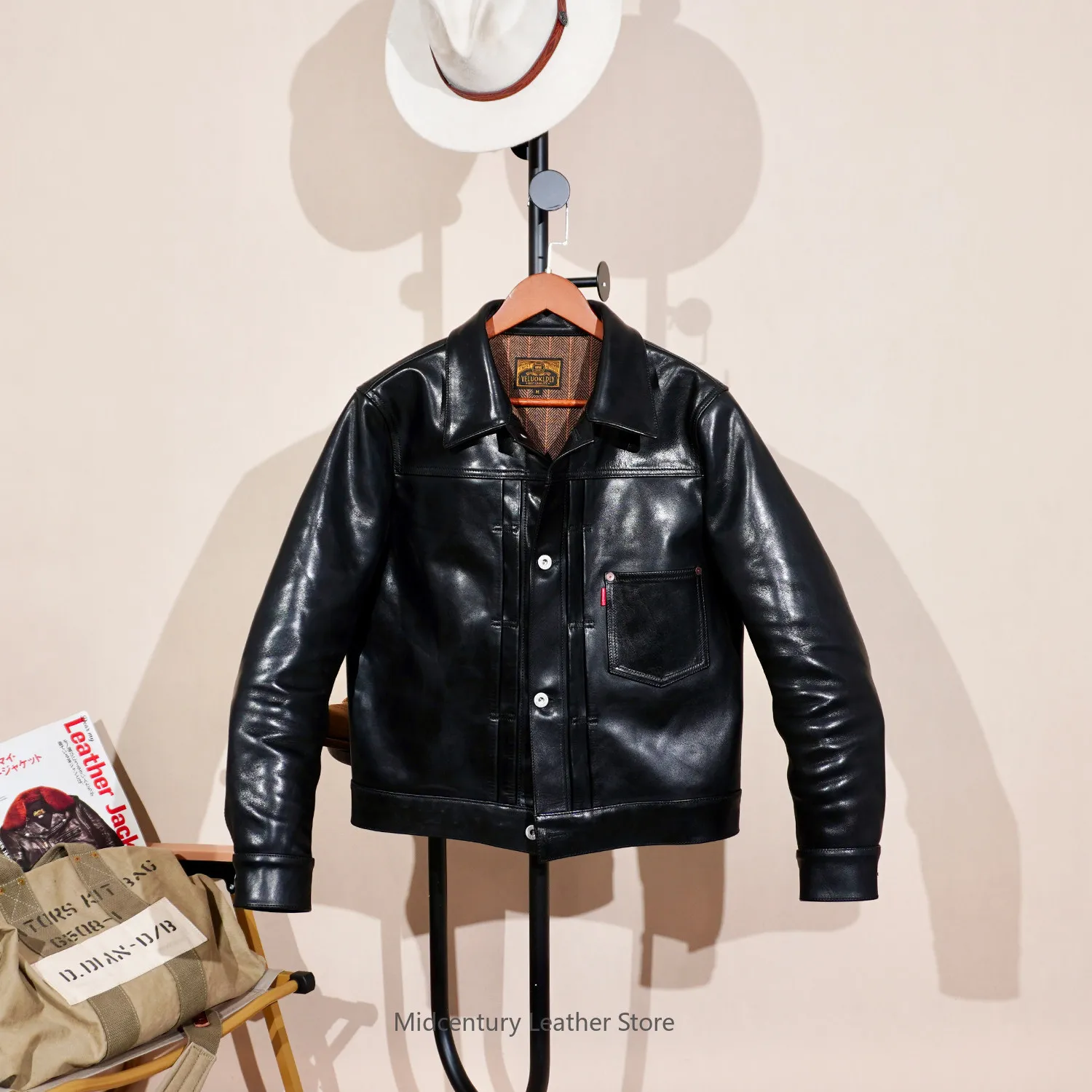 

1.5MM classic replica type1 war 506 vegetable tanned horse leather locomotive American retro jacket