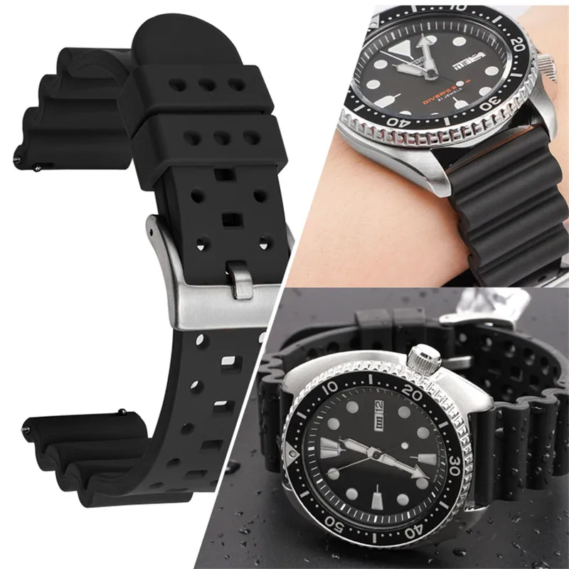 Premium Grade Fluoro Rubber Watch Strap 18mm 20mm 22mm 24mm  FKM Diving Waterproof Quick Release Bracelet Band for Water Ghost