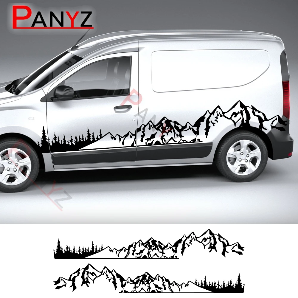 Car Stickers For Renault Dacia Dokker Camper Van DIY Stripes Graphics Mountain Tree Style Vinyl Decals Tuning Accessories Cover