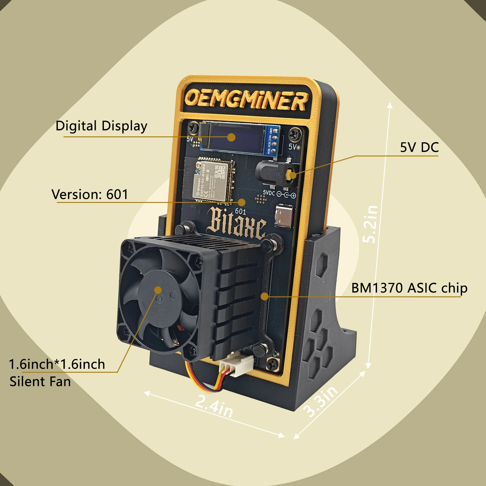 Bitcoins Miner Bitaxe Gamma 601 Antminer S21 Pro WiFi 18W BTC 복권 암호화 Asic Miner의 1.2TH/s 솔로 광부 BM1370 칩