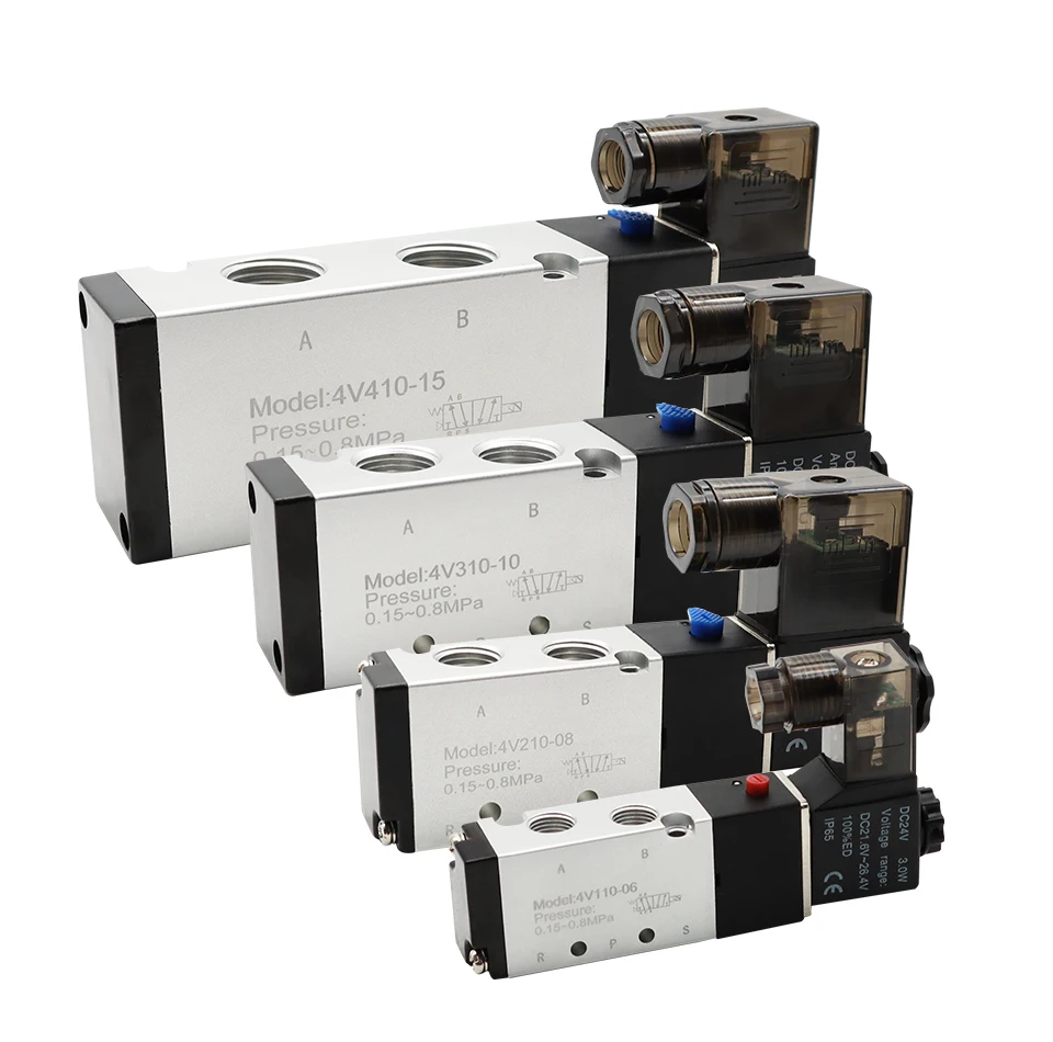 Magnetventil Pneumatic Electric Solenoid Valve 5 Way 2 Position Control Air Gas Magnetic 4V110-06 4V210-08 4V310-10 4V410-15 DC12V 24 Gas und Kraftstoff — Detail 3