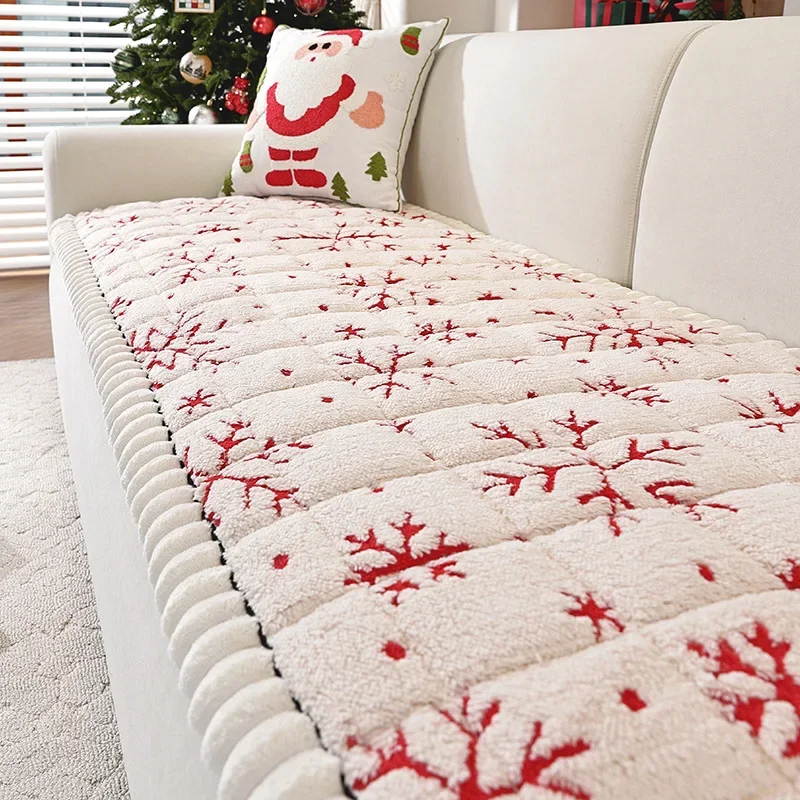 2025 Thick Christmas Red Sofa Cover Fabric Anti Slip and Cat Scratch Resistant Soft Straight Sofa Cushion Creates An Atmosphere
