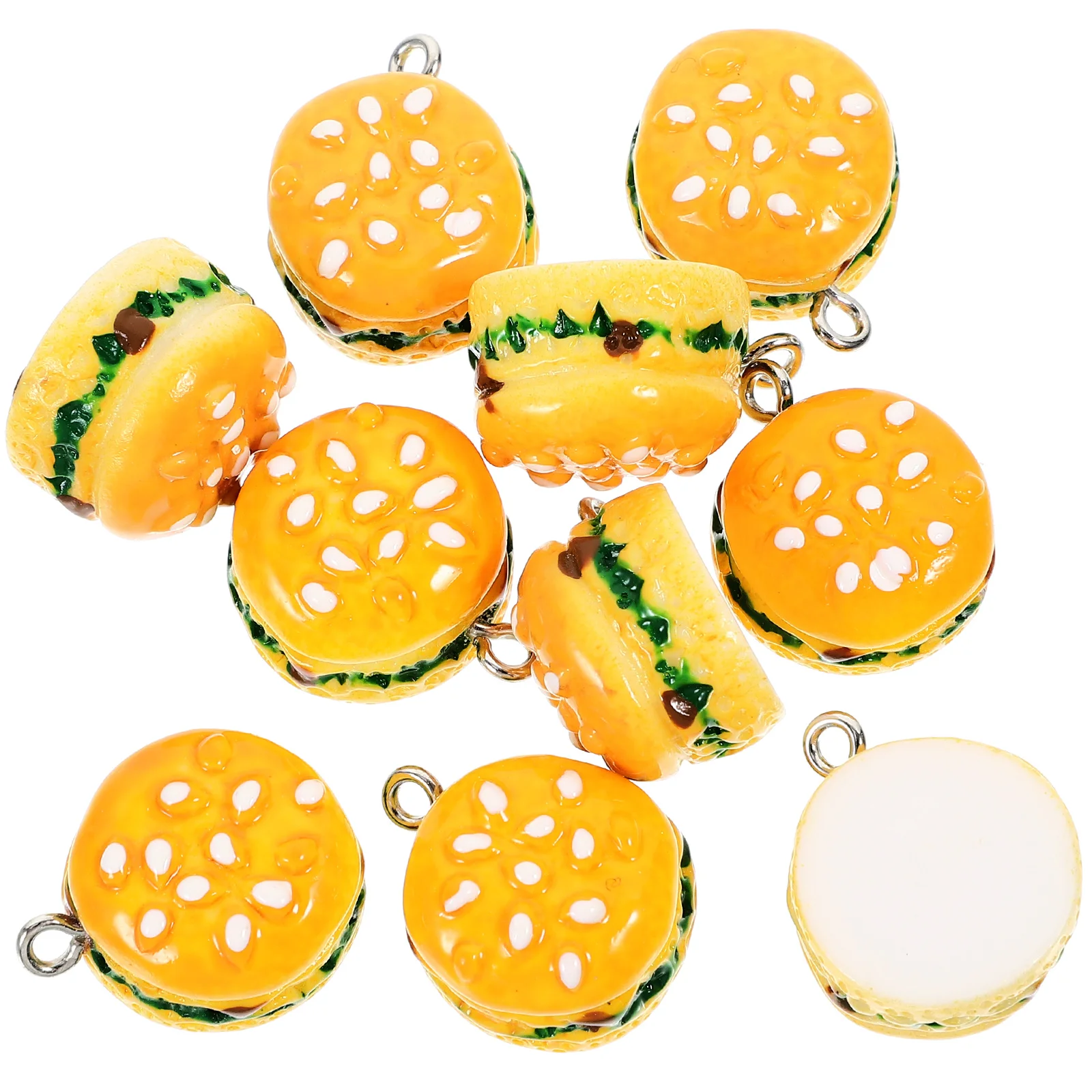 

10 Pcs Marshmallow Roasting Sticks Hamburger Pendant of The Lid Charms Manual Yellow